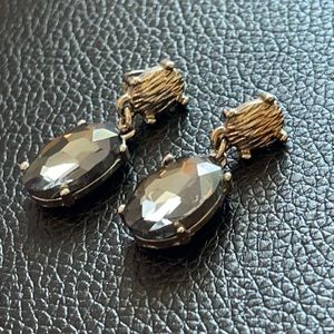 Drop stud dingle earring Black Sapphire oval